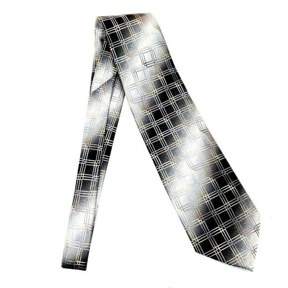 Pierre Cardin Silk Tie Woven Gray Geometric Classi - Picture 6 of 6